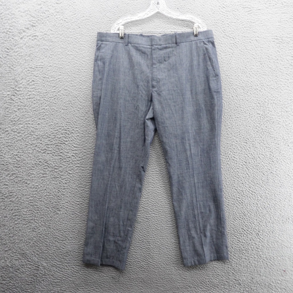 Tasso Elba Mens Blue Dress‎ Pants 38x30 Cotton Straight Leg Flat Front